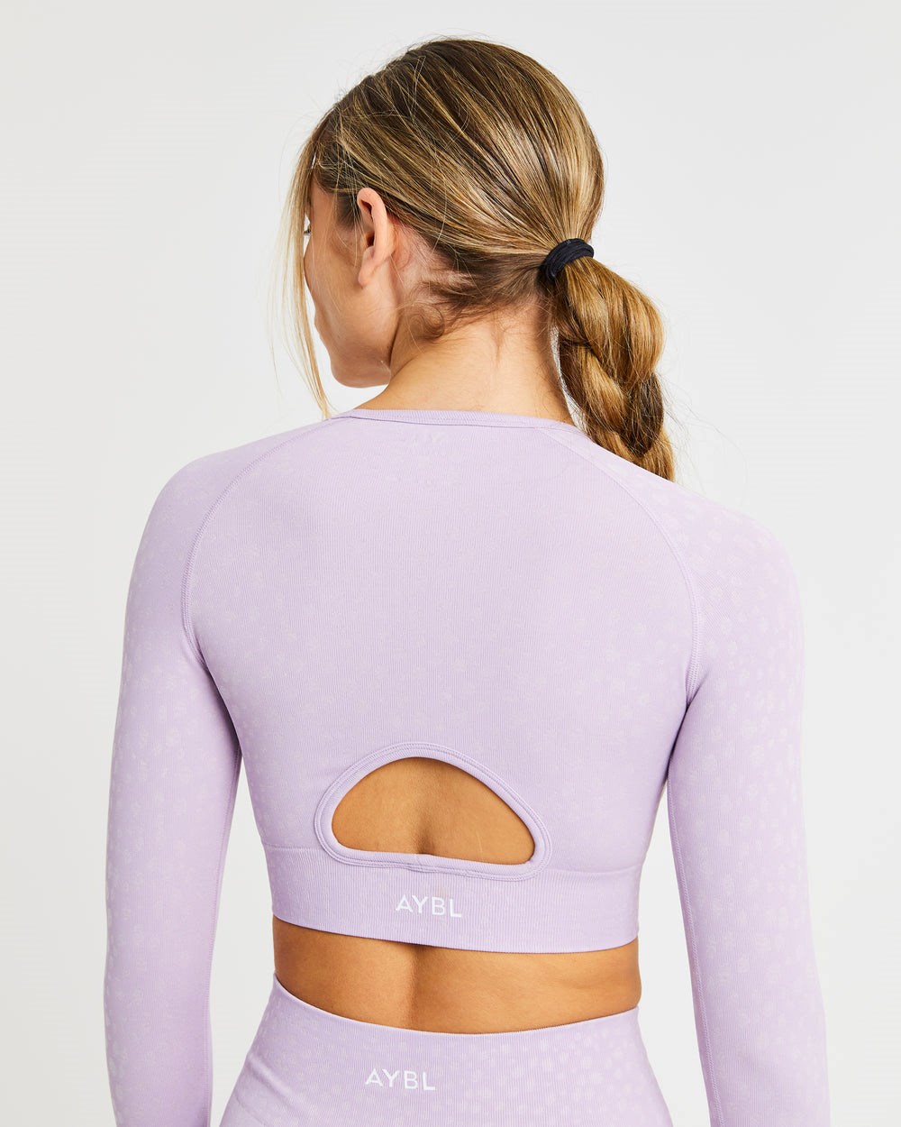 AYBL Evolve Speckle Seamless Long Sleeve Crop Top Lilac | 321-KIDTVL