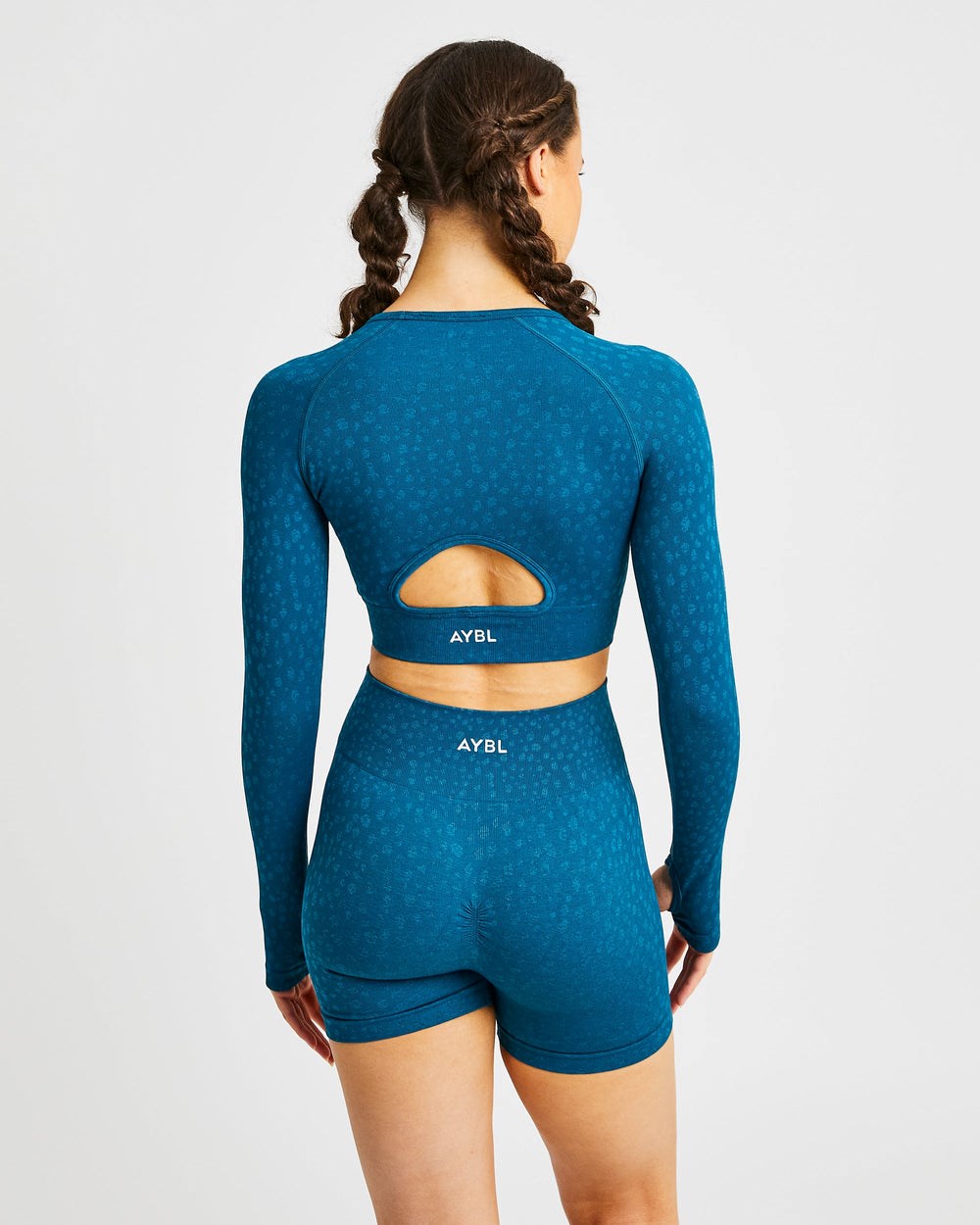 AYBL Evolve Speckle Seamless Long Sleeve Crop Top Teal | 354-ATNEDX