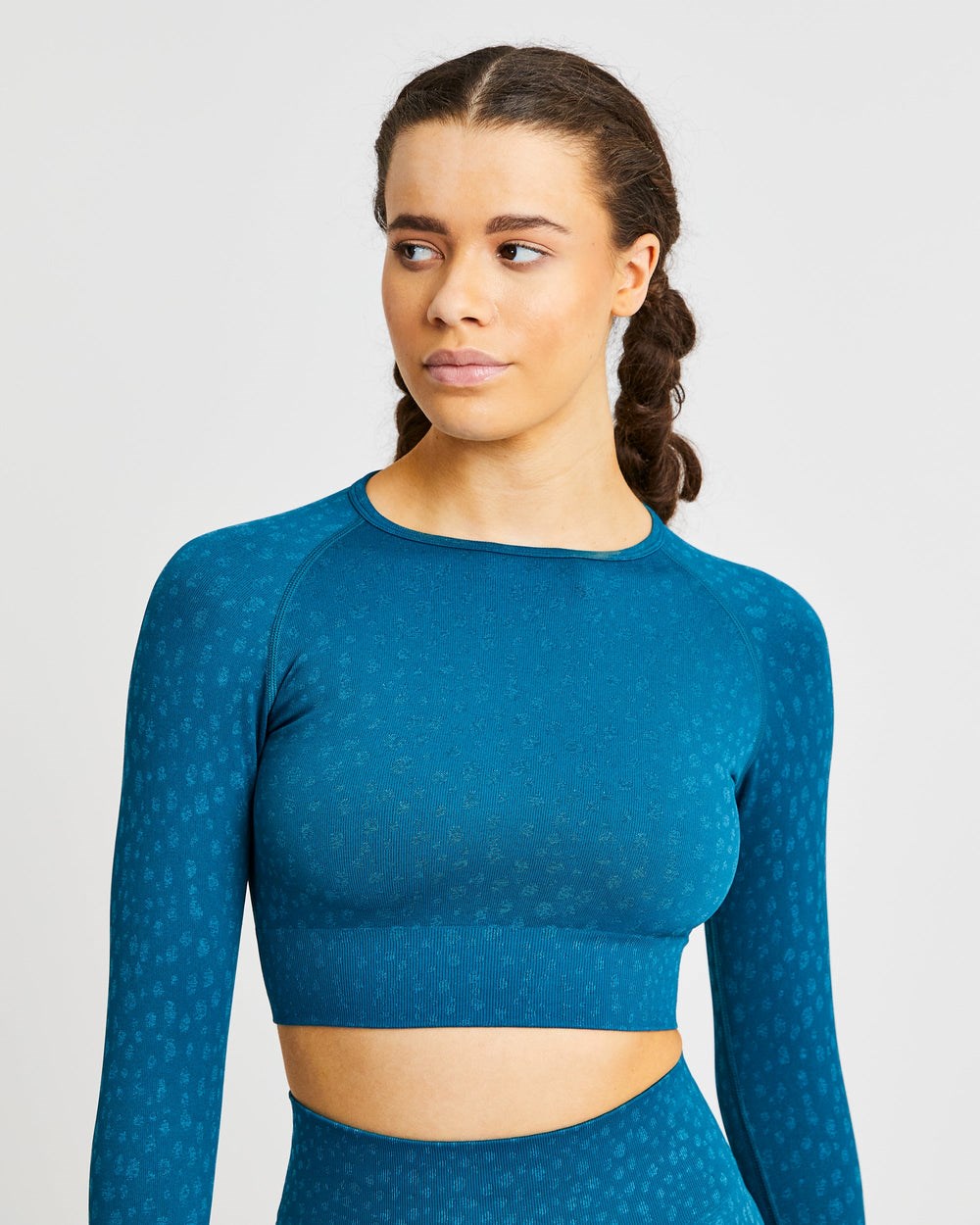 AYBL Evolve Speckle Seamless Long Sleeve Crop Top Teal | 354-ATNEDX