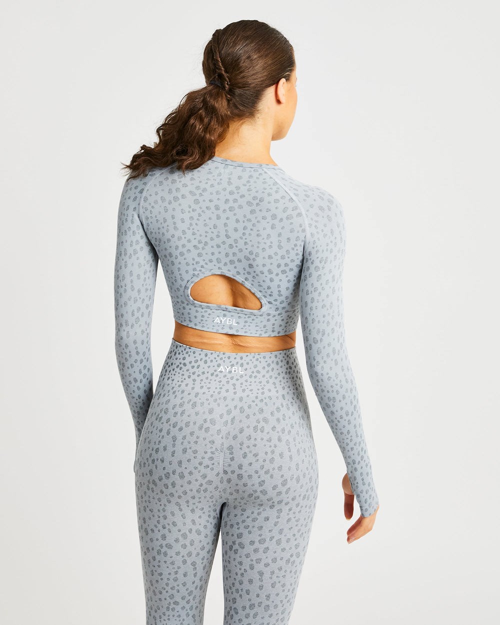 AYBL Evolve Speckle Seamless Long Sleeve Crop Top Hellgrau | 408-DYMEXN