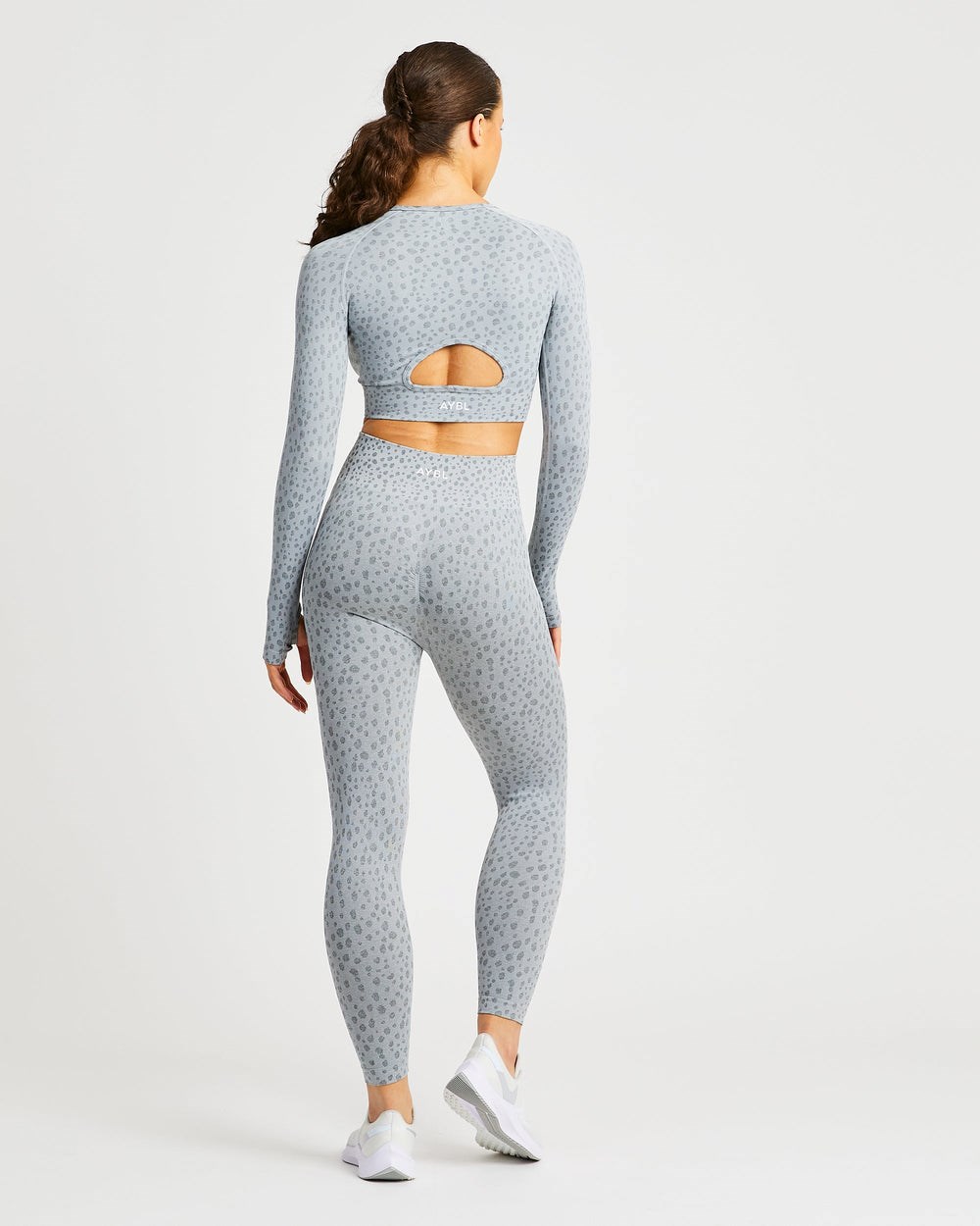 AYBL Evolve Speckle Seamless Long Sleeve Crop Top Hellgrau | 408-DYMEXN