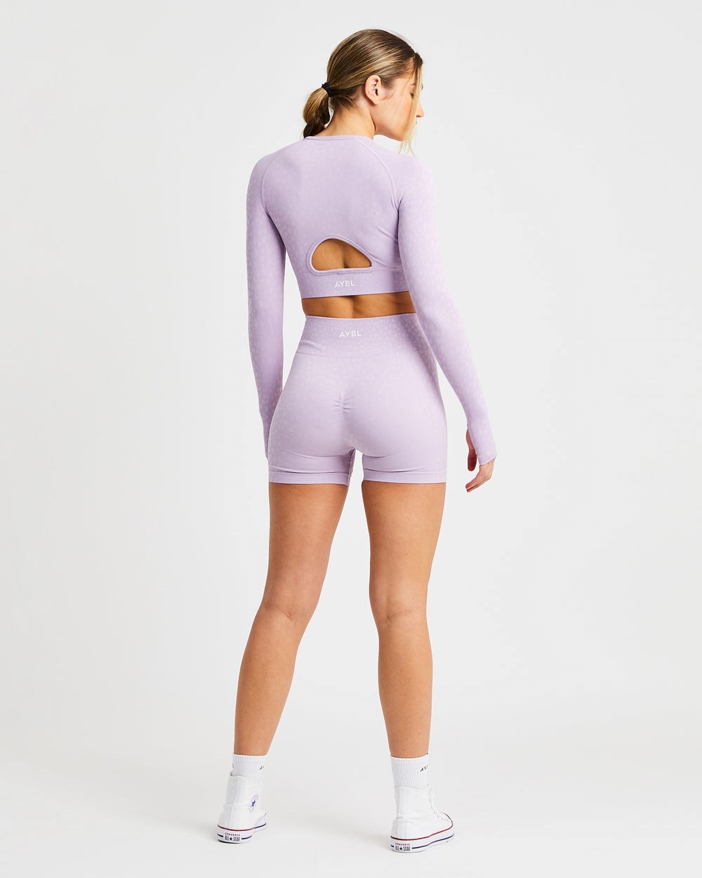 AYBL Evolve Speckle Seamless Long Sleeve Crop Top Lilac | 810-TVNIRM