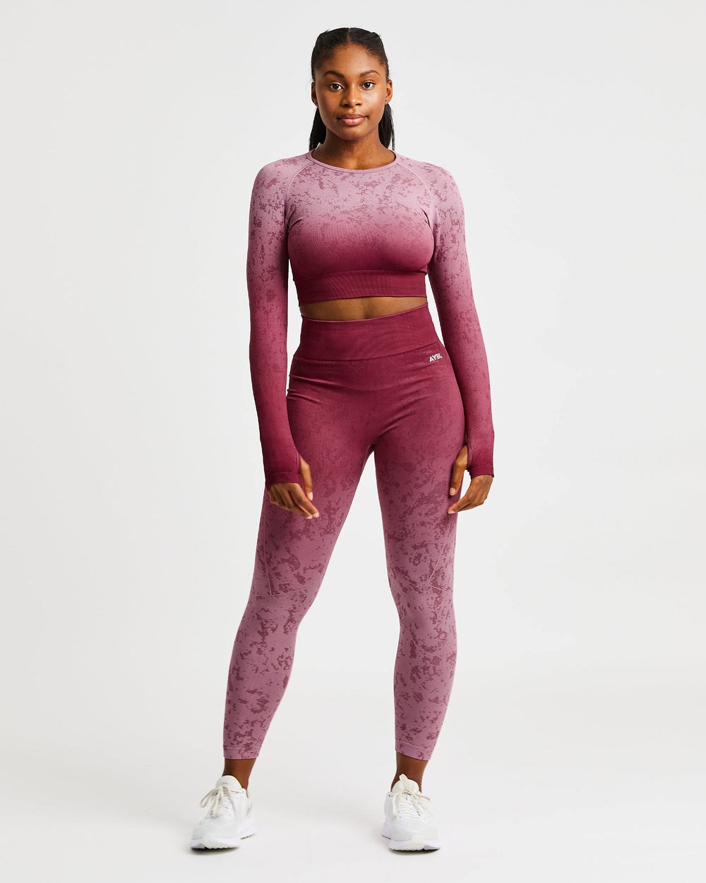 AYBL Flare Seamless Long Sleeve Crop Top Plum | 231-AQNYPJ