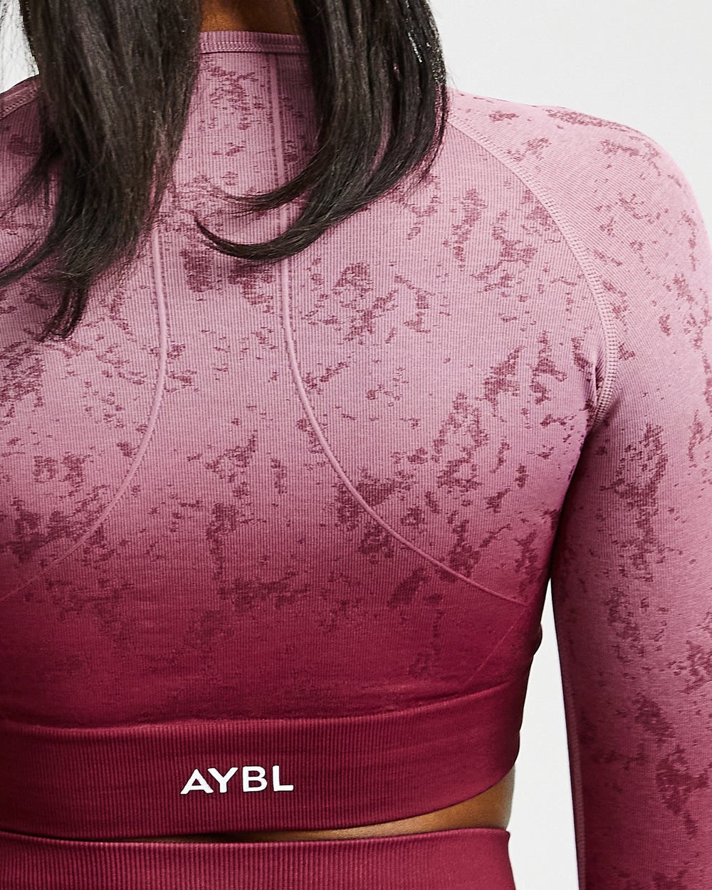 AYBL Flare Seamless Long Sleeve Crop Top Plum | 231-AQNYPJ