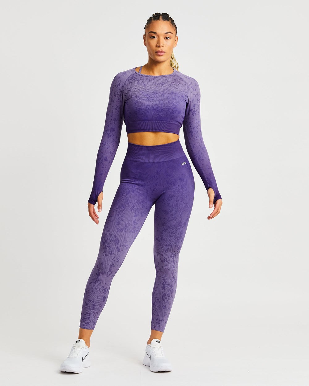 AYBL Flare Seamless Long Sleeve Crop Top Lila | 278-UPGLWF