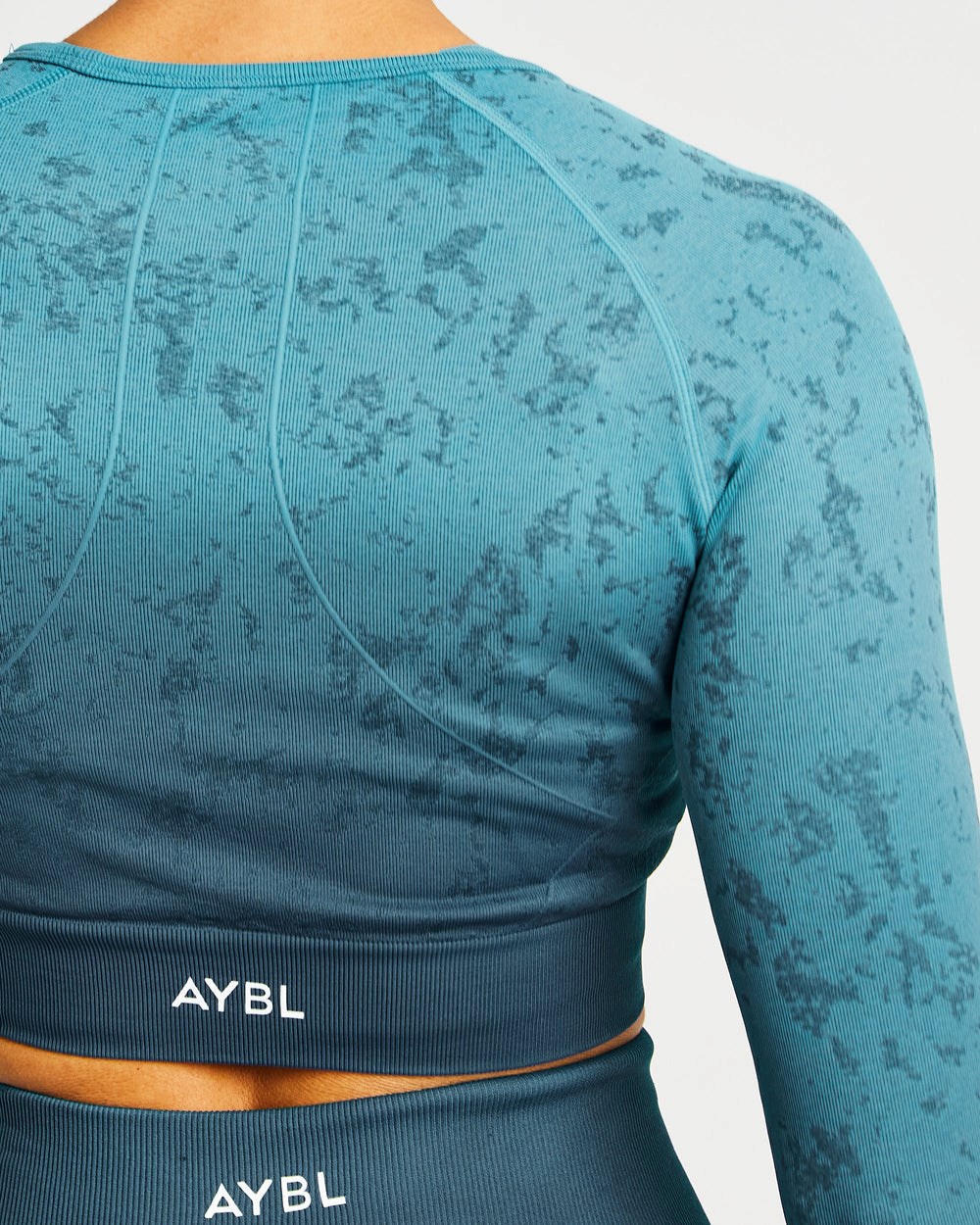 AYBL Flare Seamless Long Sleeve Crop Top Teal | 283-RXPSQM