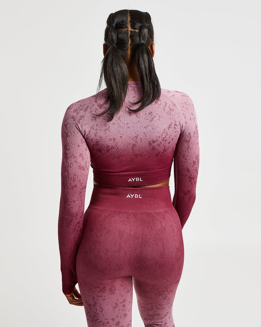 AYBL Flare Seamless Long Sleeve Crop Top Plum | 984-TCXPNS