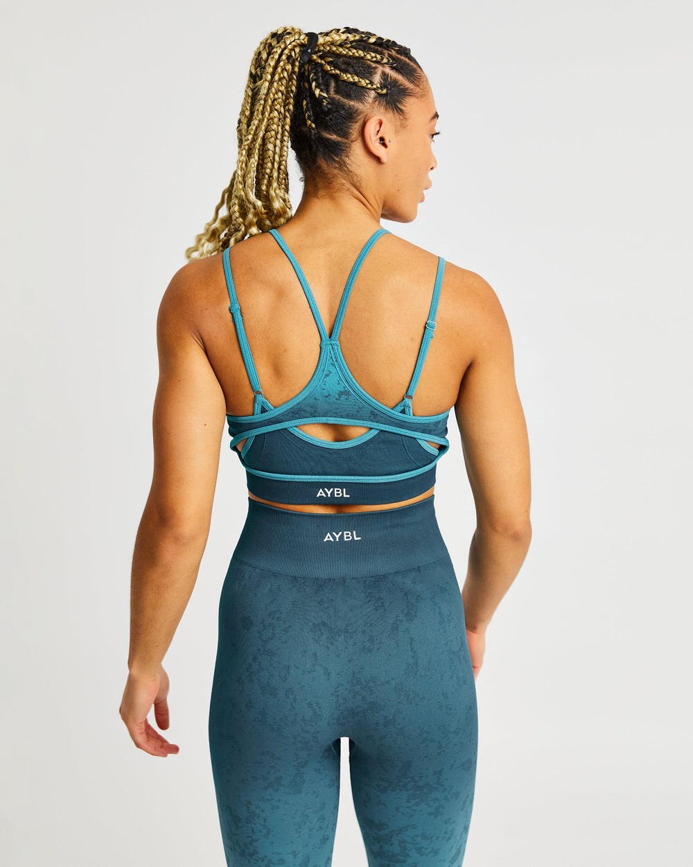 AYBL Flare Seamless Sports Bra Teal | 029-GRUOBF