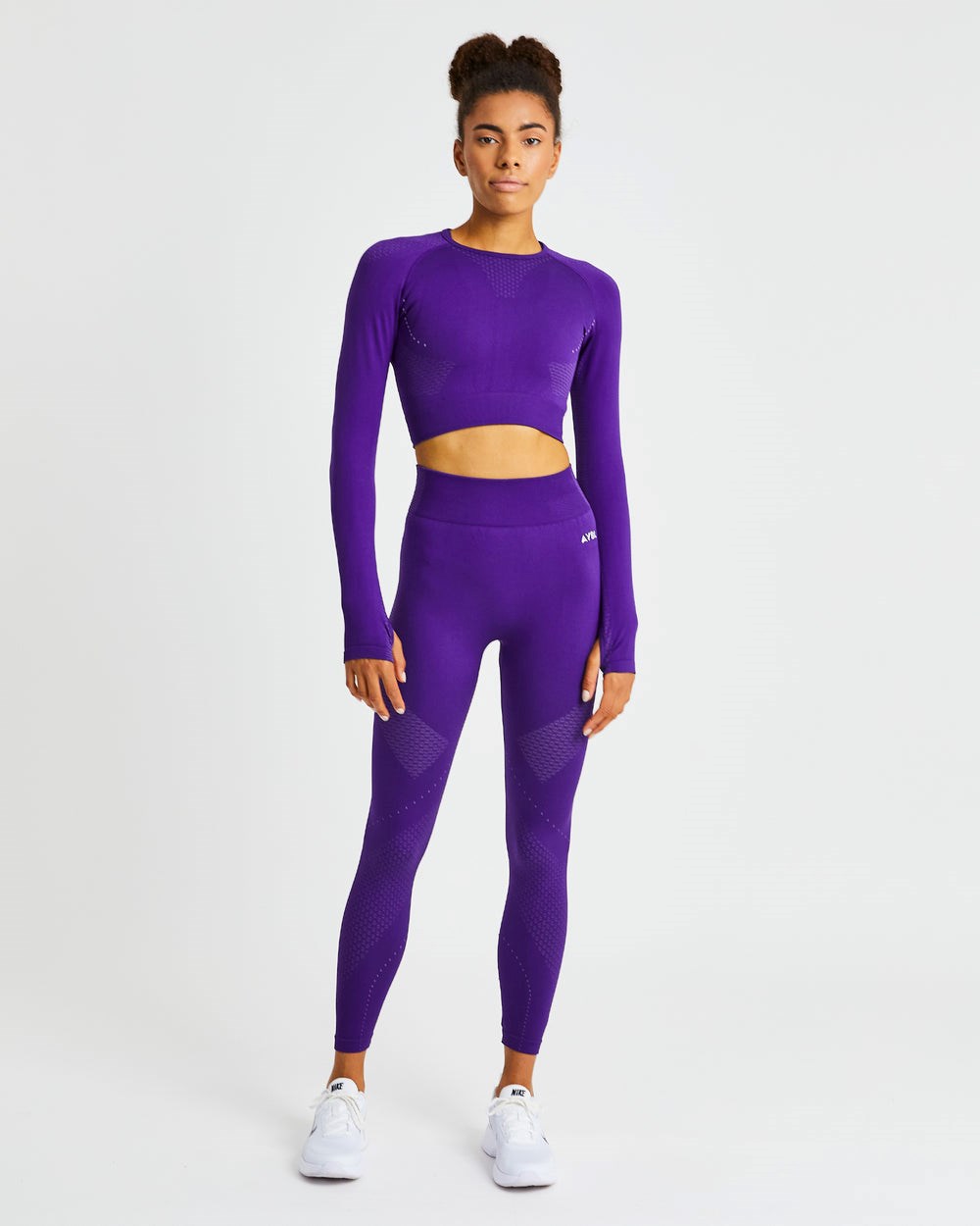 AYBL Ignite Seamless Long Sleeve Crop Top Lila | 231-XJVHYS