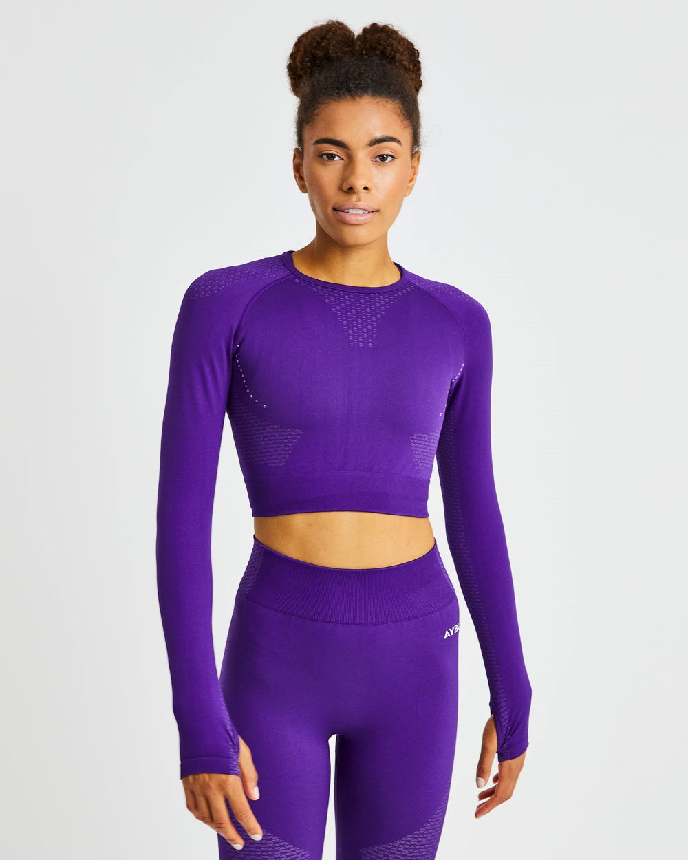 AYBL Ignite Seamless Long Sleeve Crop Top Lila | 231-XJVHYS