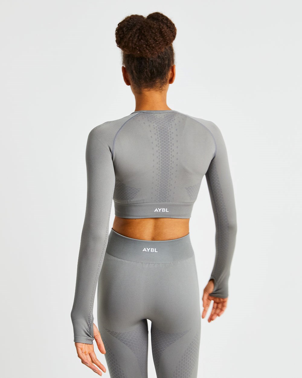 AYBL Ignite Seamless Long Sleeve Crop Top Grau | 305-EYKFXL