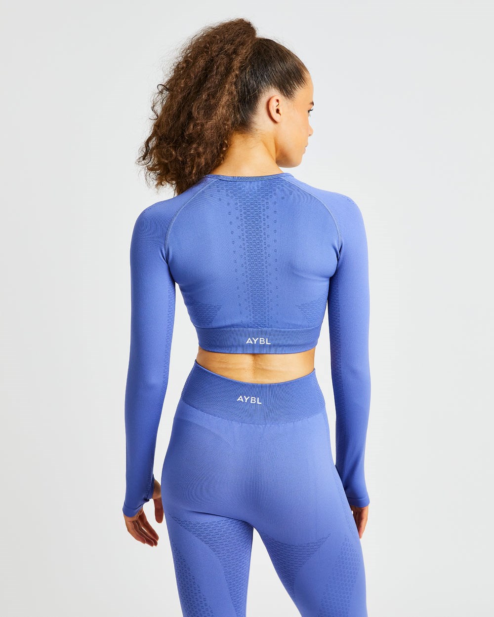 AYBL Ignite Seamless Long Sleeve Crop Top Blau | 807-WJATSD