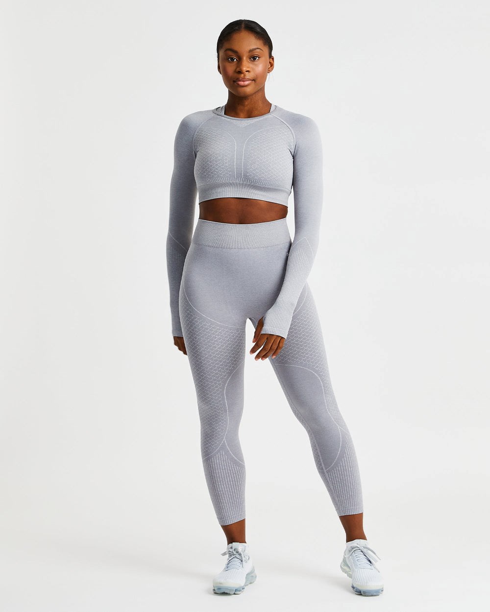 AYBL Impact Seamless Long Sleeve Crop Top Grau | 316-OCLZHB