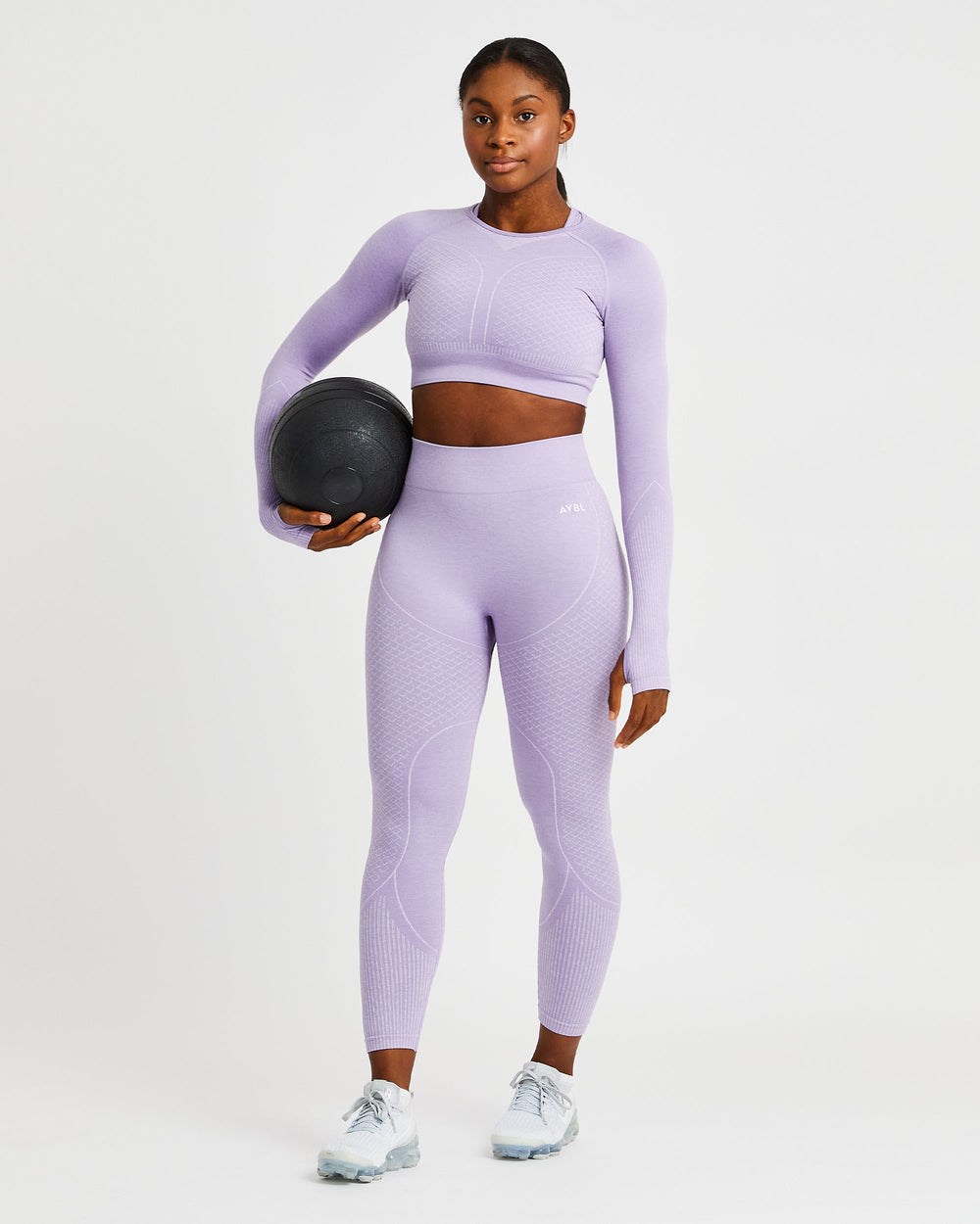 AYBL Impact Seamless Long Sleeve Crop Top Lilac | 792-YJMHUI