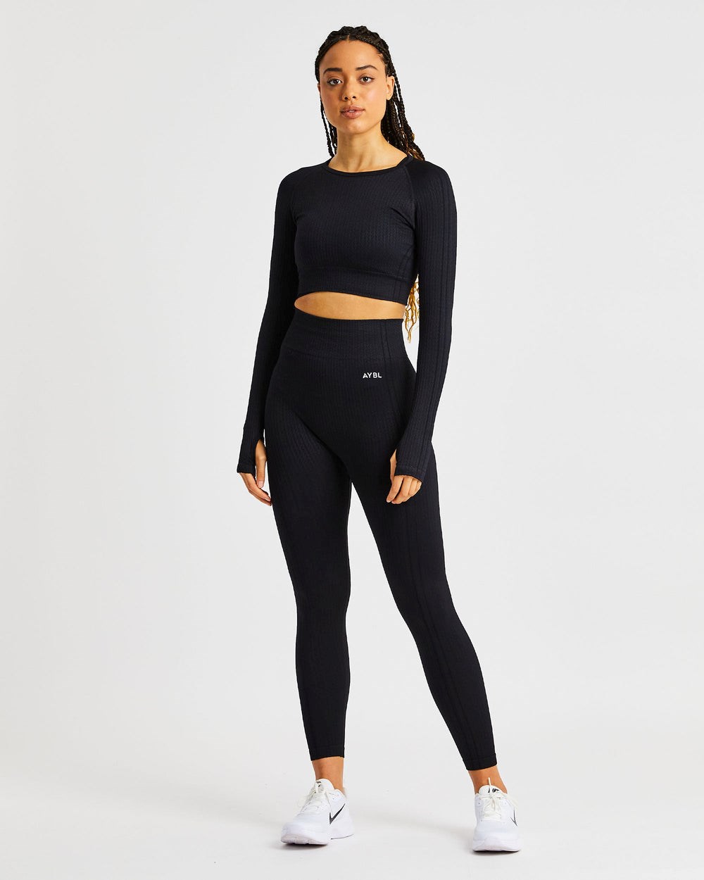 AYBL Luxe Seamless Long Sleeve Crop Top Schwarz | 107-TXNQAE