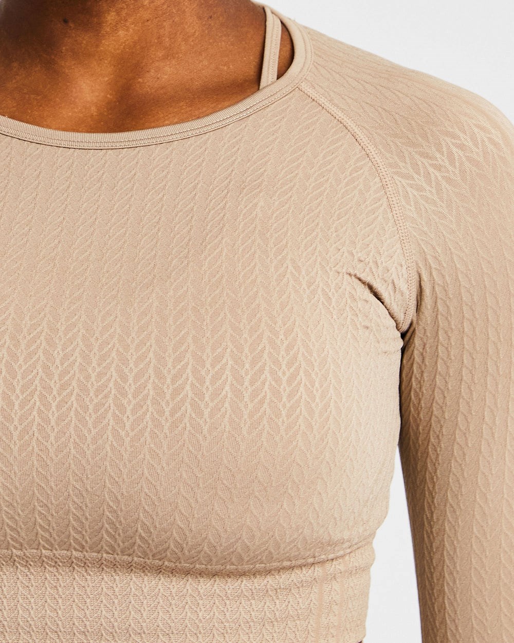 AYBL Luxe Seamless Long Sleeve Crop Top Mocha | 490-IODXTK