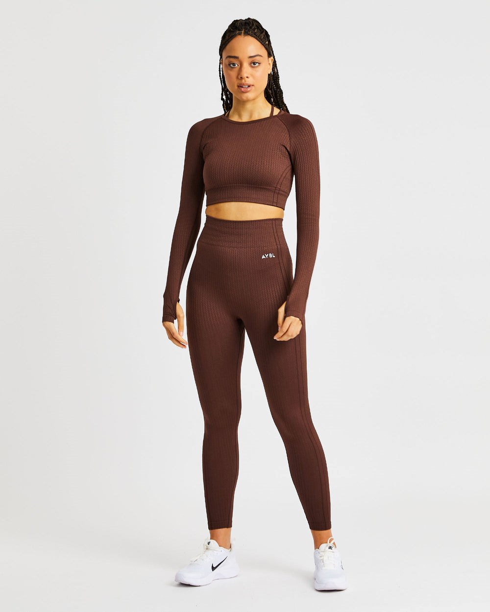 AYBL Luxe Seamless Long Sleeve Crop Top Braun | 531-ZQPBNT