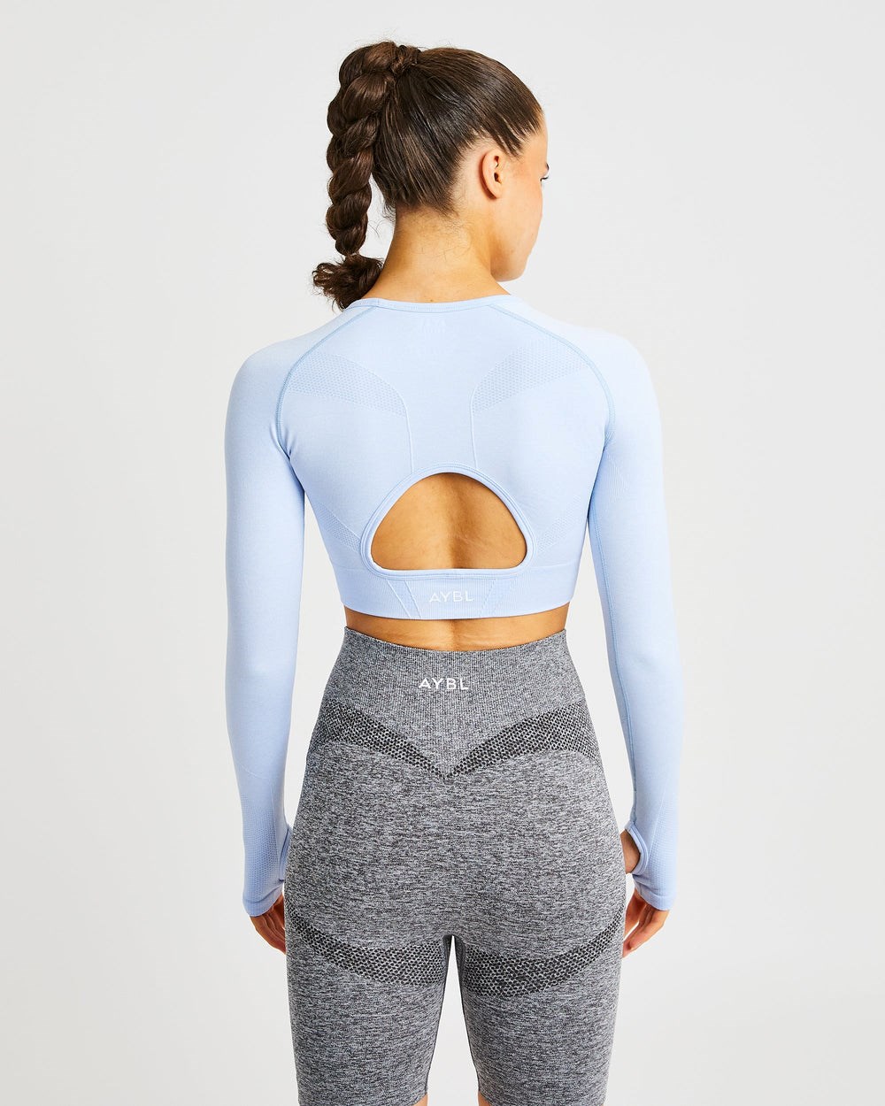 AYBL Motion Seamless Long Sleeve Crop Top Blau | 275-MUKGRA