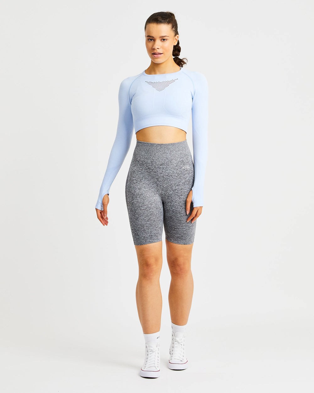 AYBL Motion Seamless Long Sleeve Crop Top Blau | 275-MUKGRA