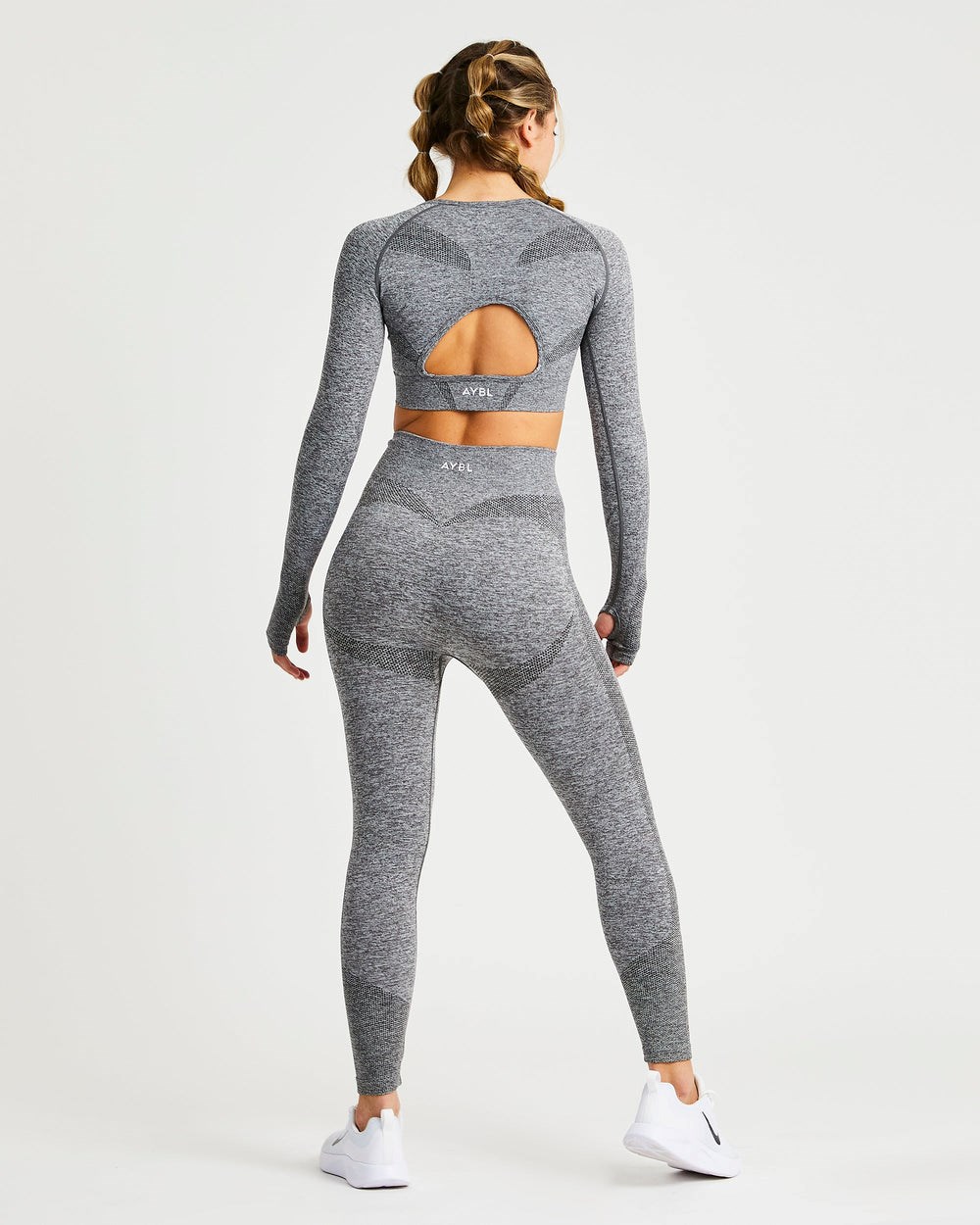 AYBL Motion Seamless Long Sleeve Crop Top Grau | 279-HNFYWR