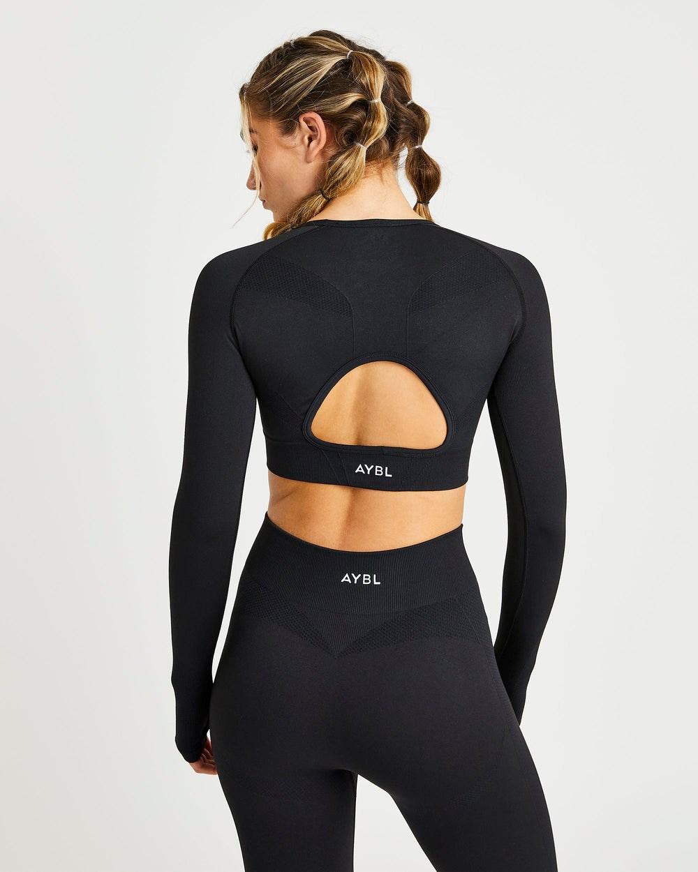 AYBL Motion Seamless Long Sleeve Crop Top Schwarz | 312-EWHCZM