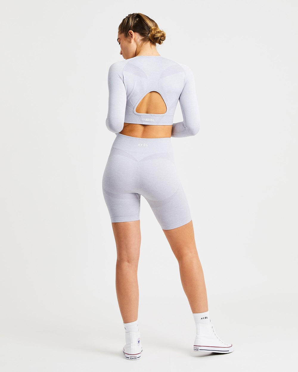 AYBL Motion Seamless Long Sleeve Crop Top Hellgrau | 341-CZQGJW