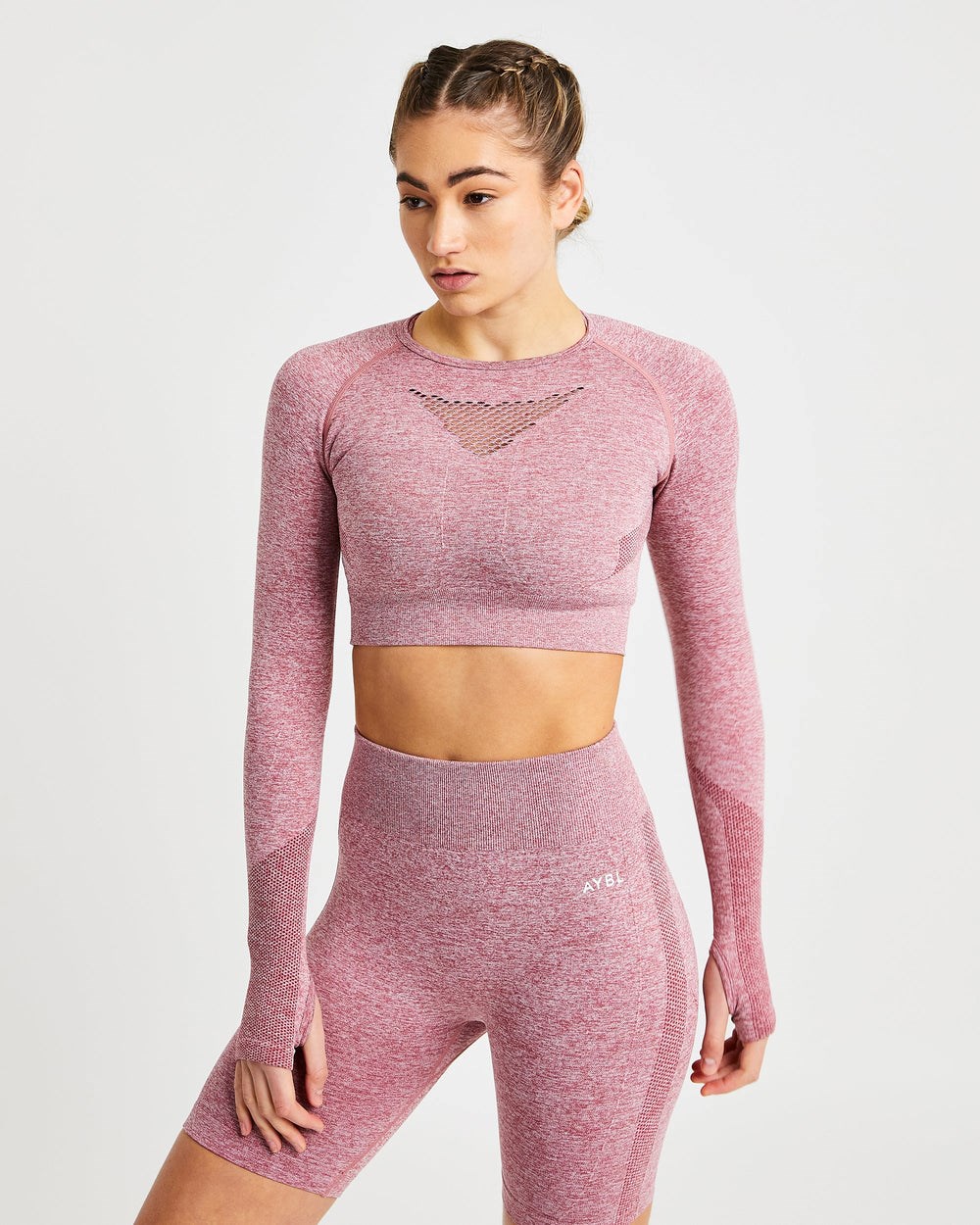 AYBL Motion Seamless Long Sleeve Crop Top Rot | 827-HAPUQM