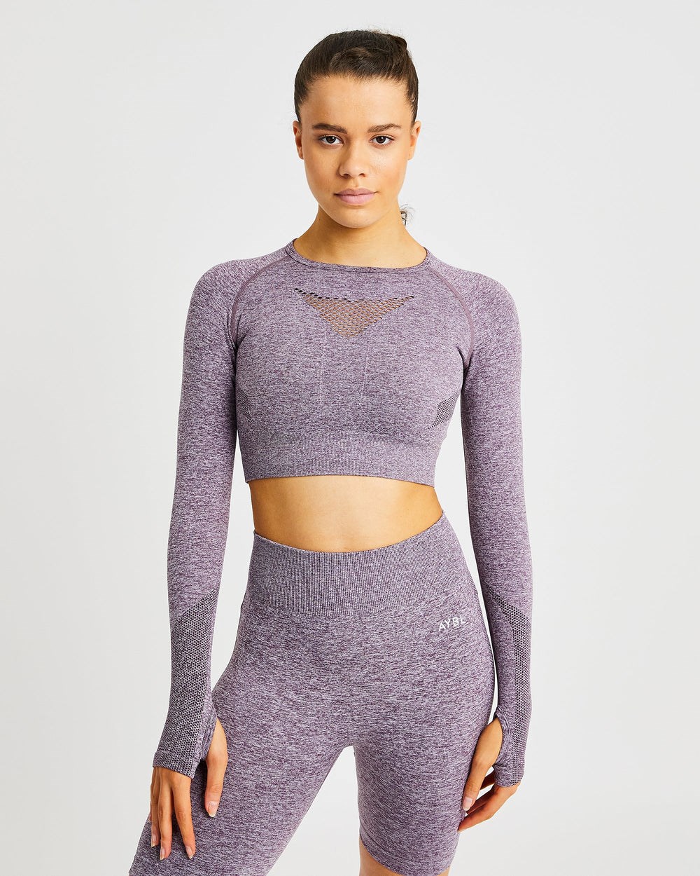 AYBL Motion Seamless Long Sleeve Crop Top Lila | 897-YOBARJ