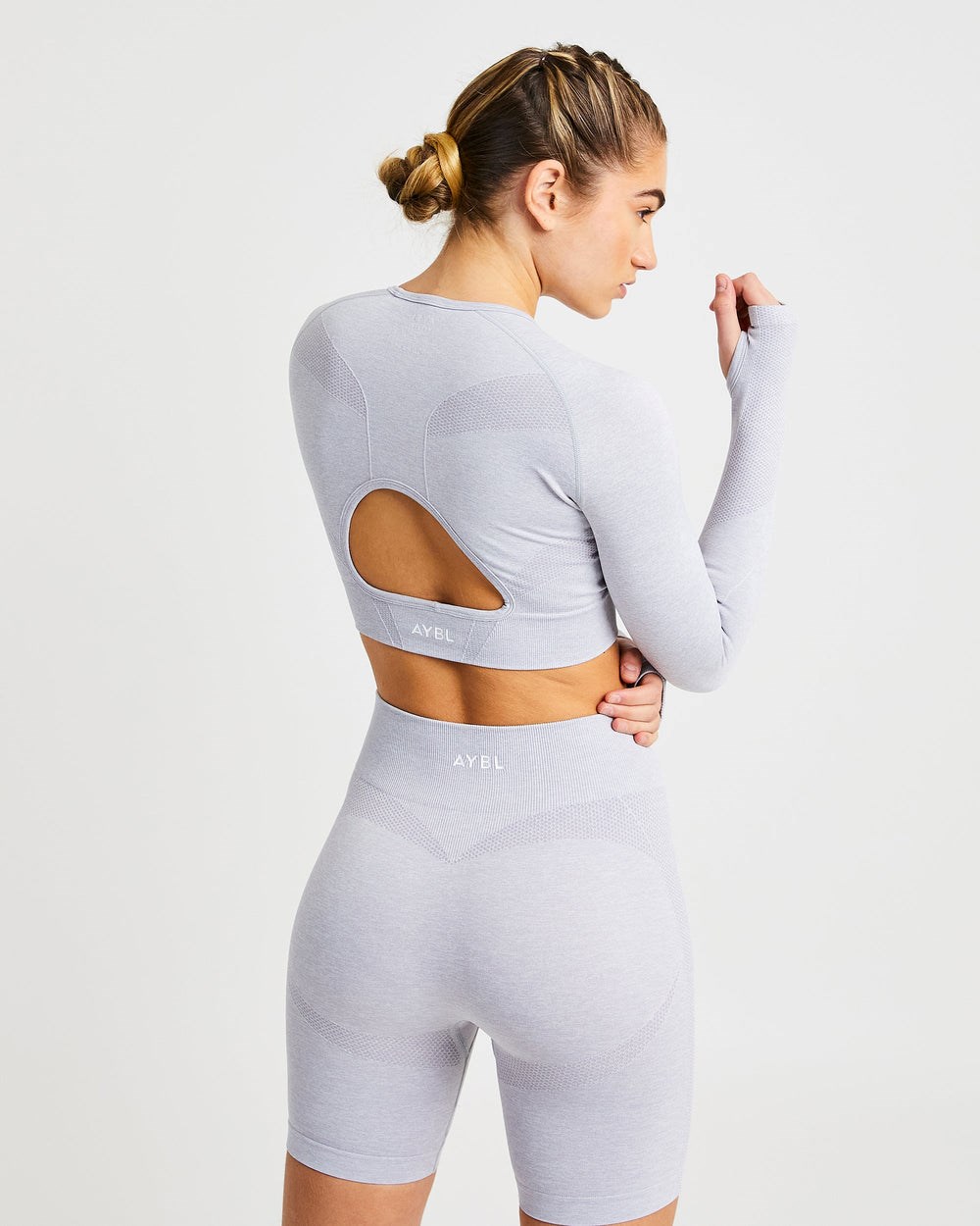 AYBL Motion Seamless Long Sleeve Crop Top Hellgrau | 901-TLYVBG