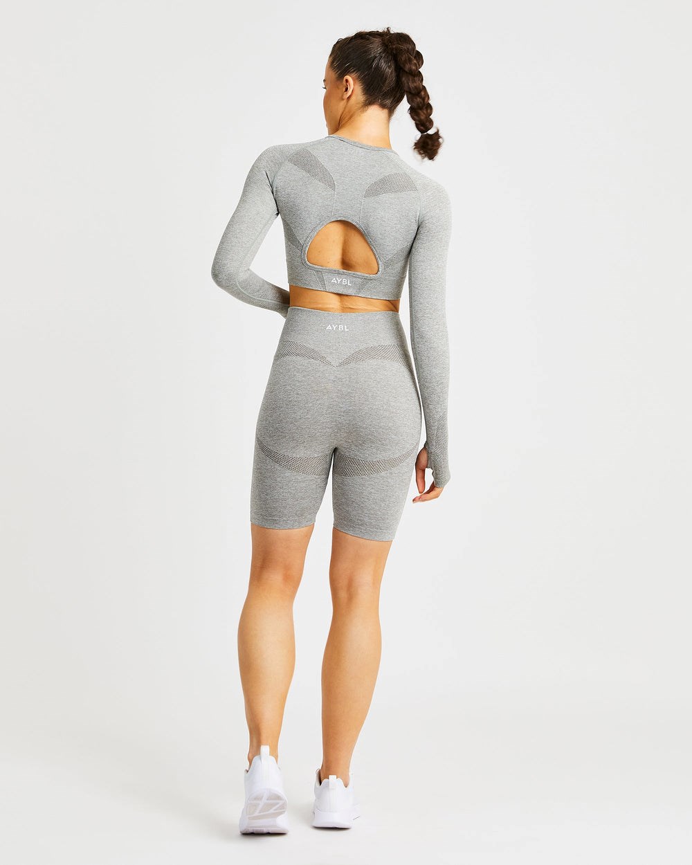 AYBL Motion Seamless Long Sleeve Crop Top Khaki | 934-KUXTWR