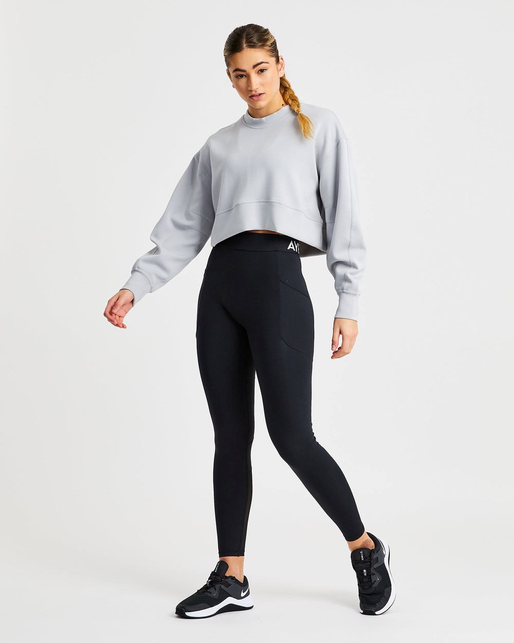 AYBL Oversized Crop Jumper Grau | 361-RHPNWC