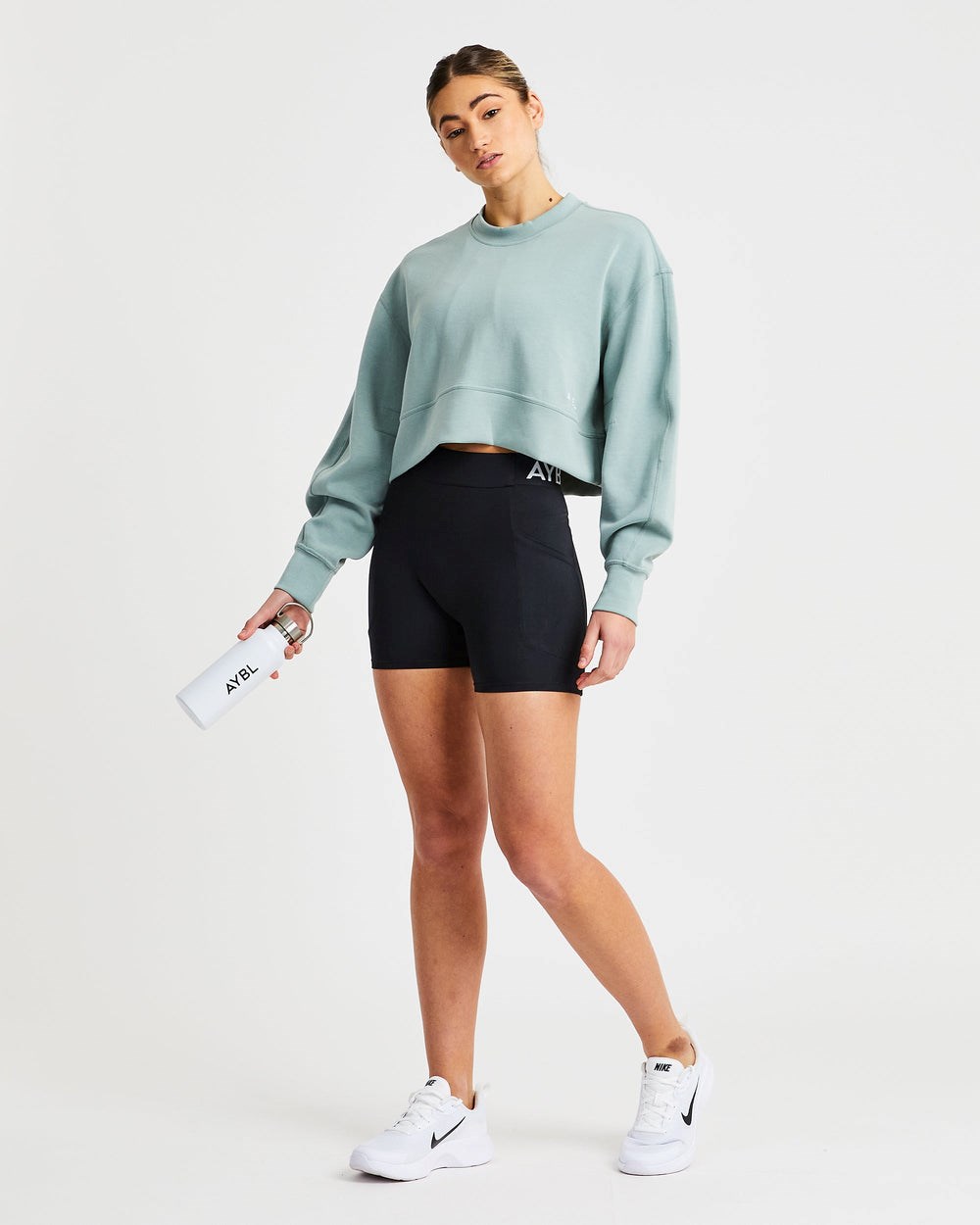 AYBL Oversized Crop Jumper Grün | 963-KNFWDI