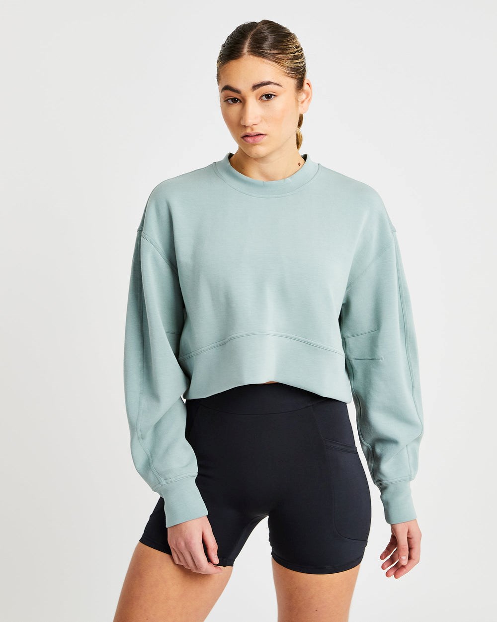 AYBL Oversized Crop Jumper Grün | 963-KNFWDI