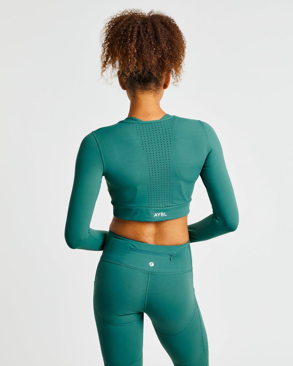 AYBL Pace Long Sleeve Crop Top Tiefesgrün | 198-ZGEIBU