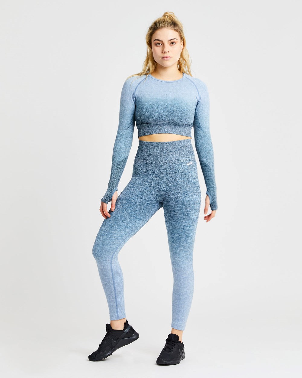 AYBL Pulse Ombré Seamless Leggings Teal | 591-DCMJER