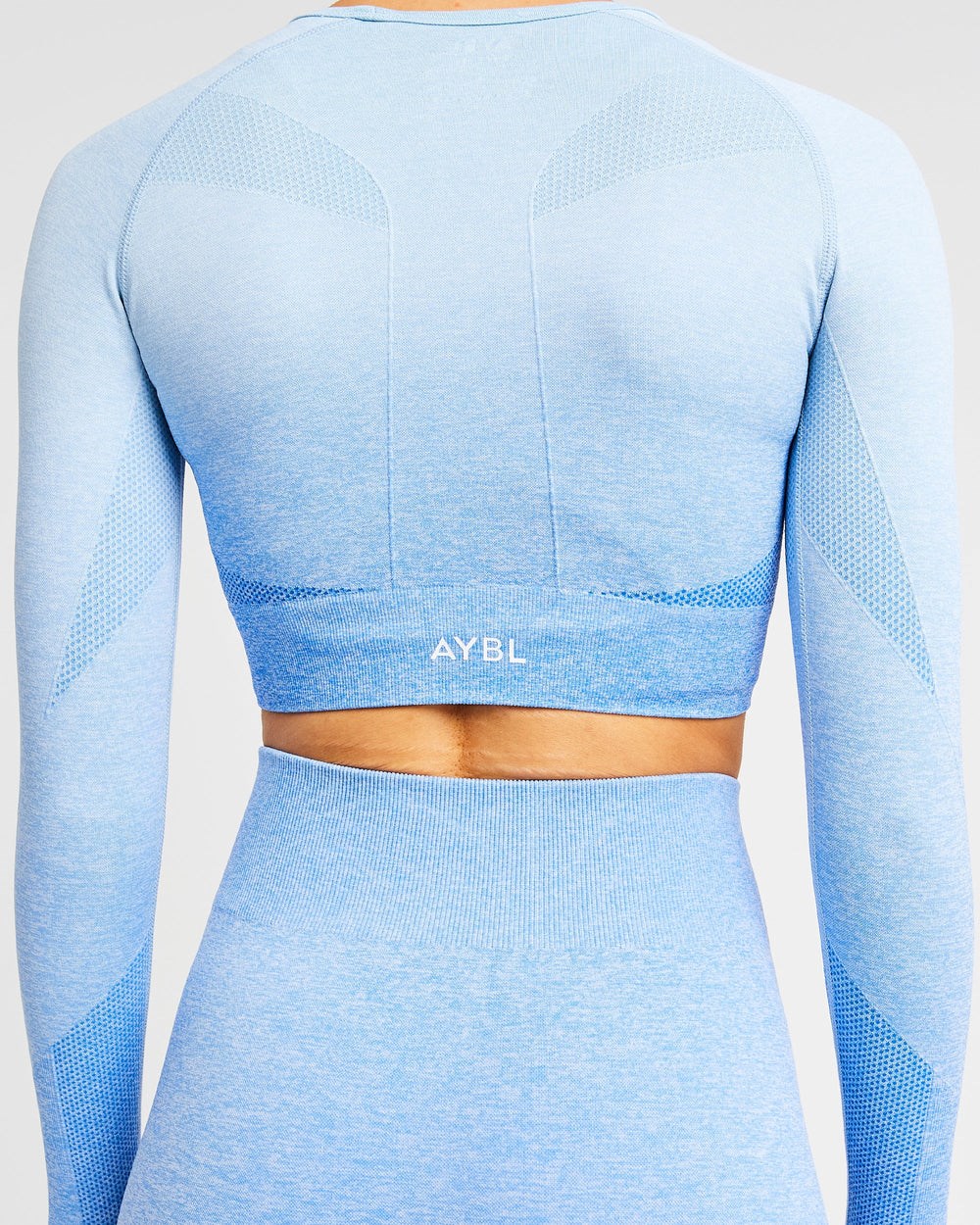 AYBL Pulse Ombré Seamless Long Sleeve Crop Top Blau | 028-ZDQFPJ