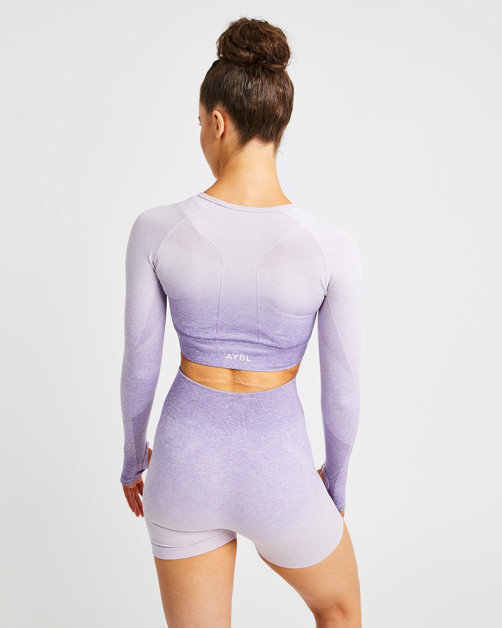 AYBL Pulse Ombré Seamless Long Sleeve Crop Top Lilac | 123-LUZYHF