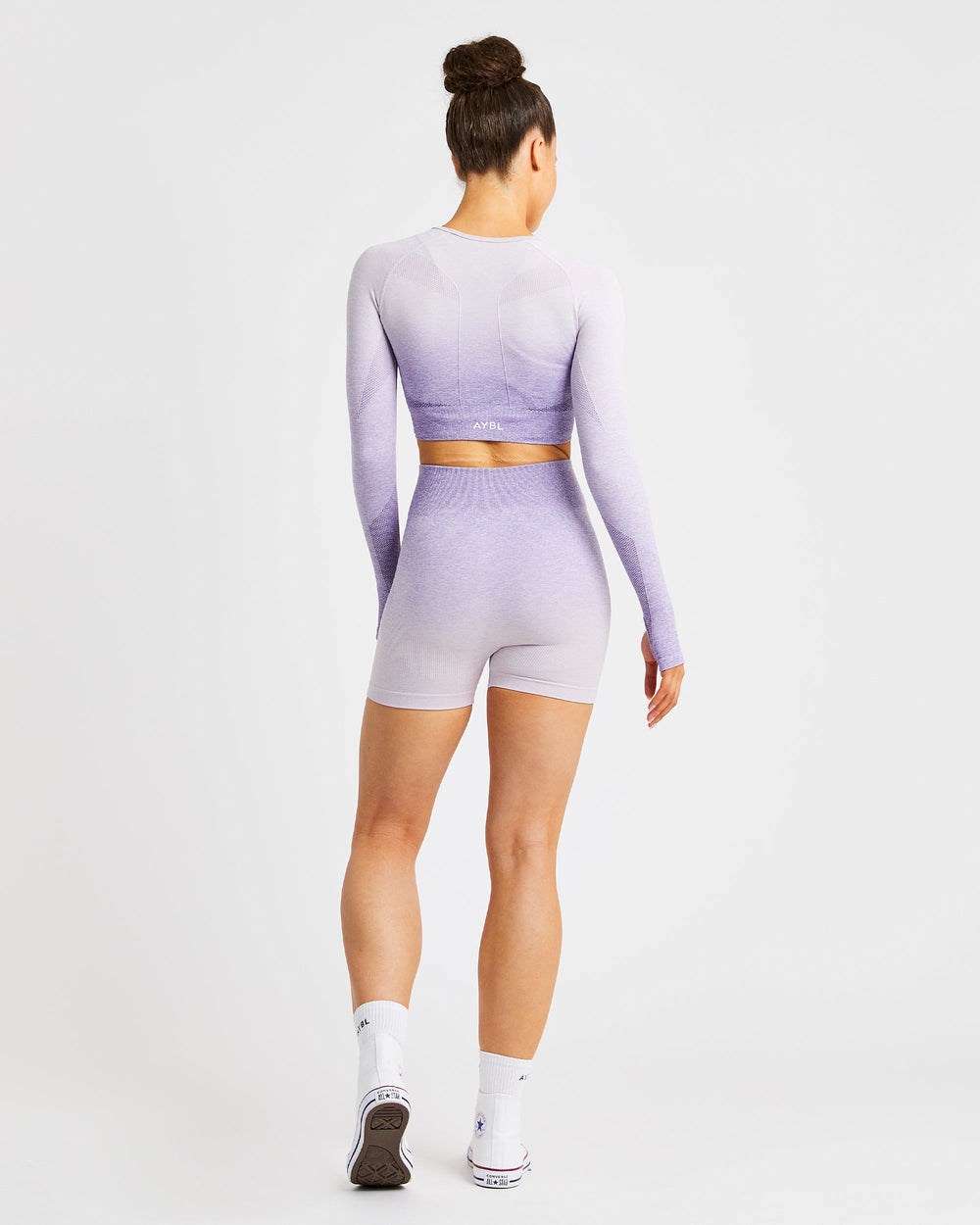 AYBL Pulse Ombré Seamless Long Sleeve Crop Top Lilac | 123-LUZYHF