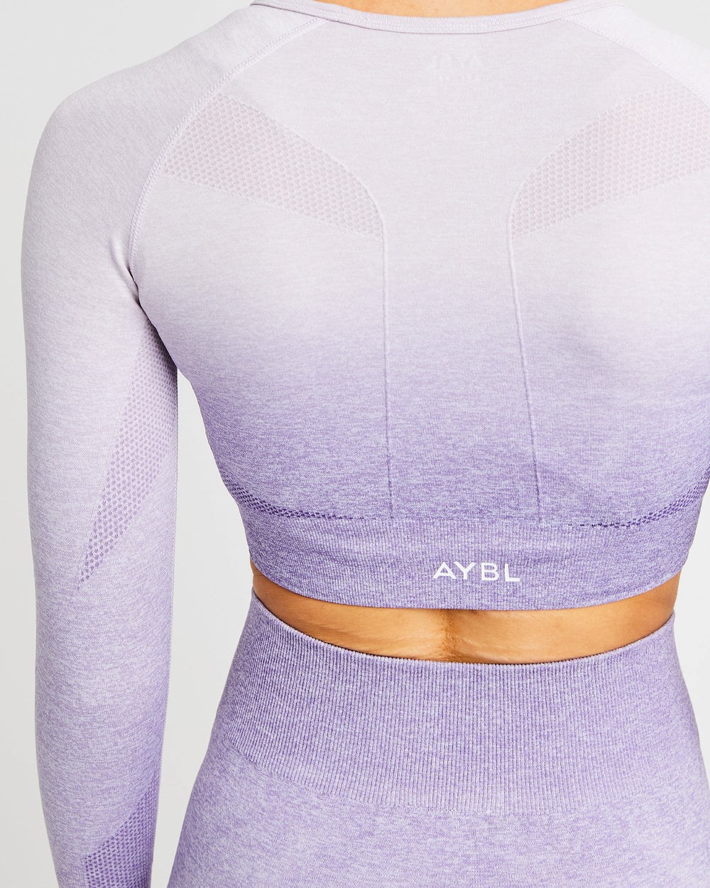 AYBL Pulse Ombré Seamless Long Sleeve Crop Top Lilac | 123-LUZYHF