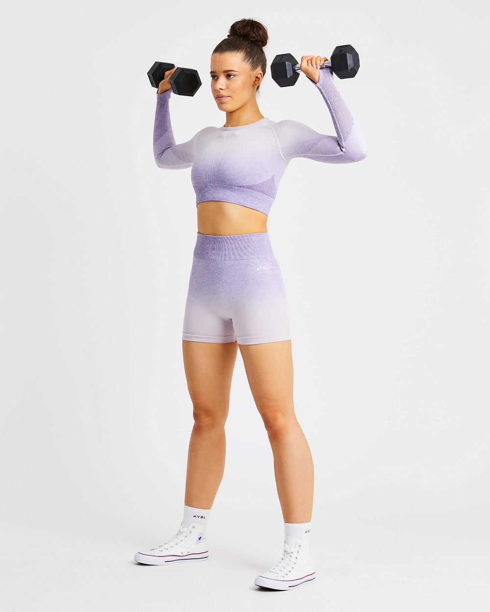 AYBL Pulse Ombré Seamless Long Sleeve Crop Top Lilac | 123-LUZYHF