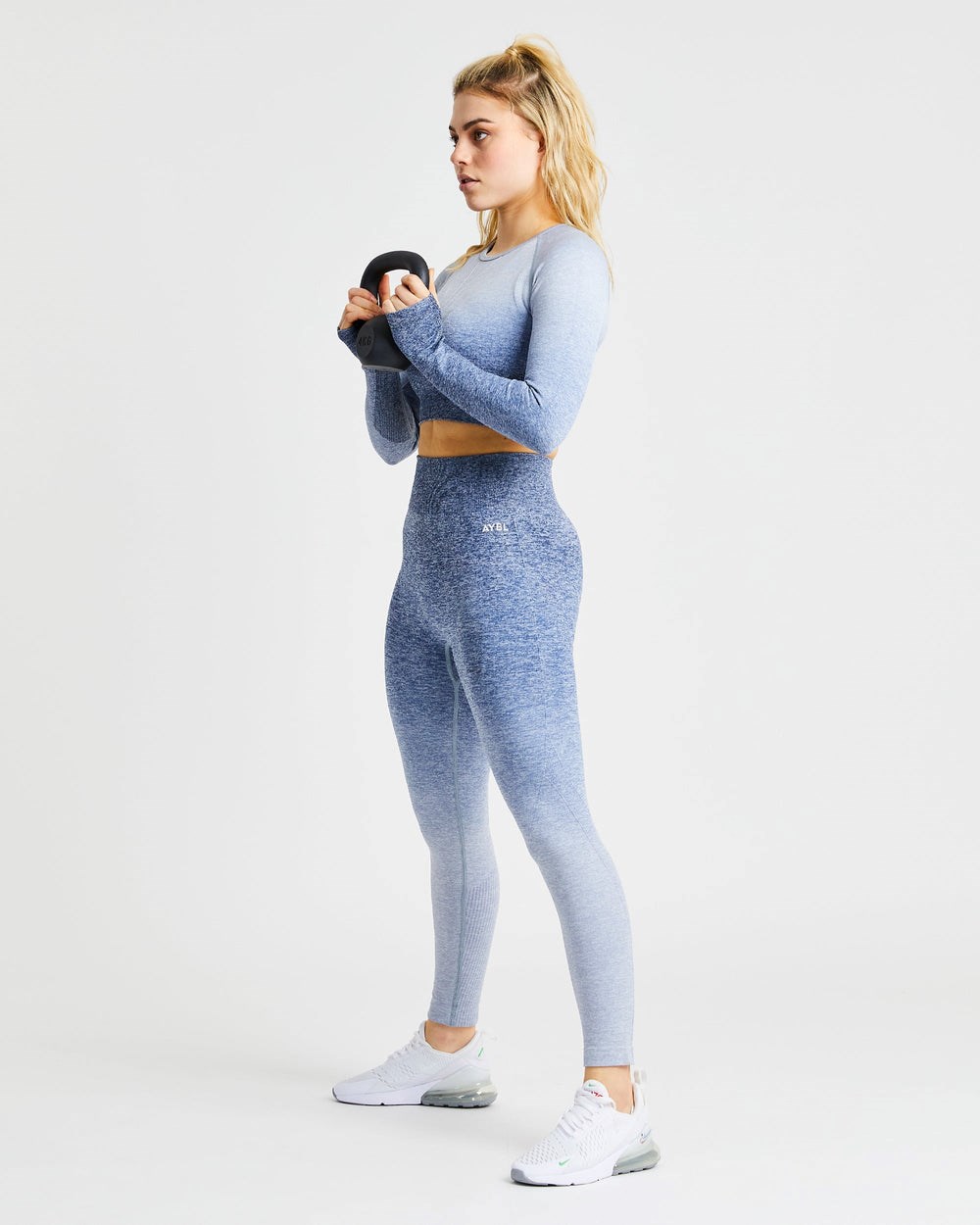 AYBL Pulse Ombré Seamless Long Sleeve Crop Top Navy | 257-AJWQFZ