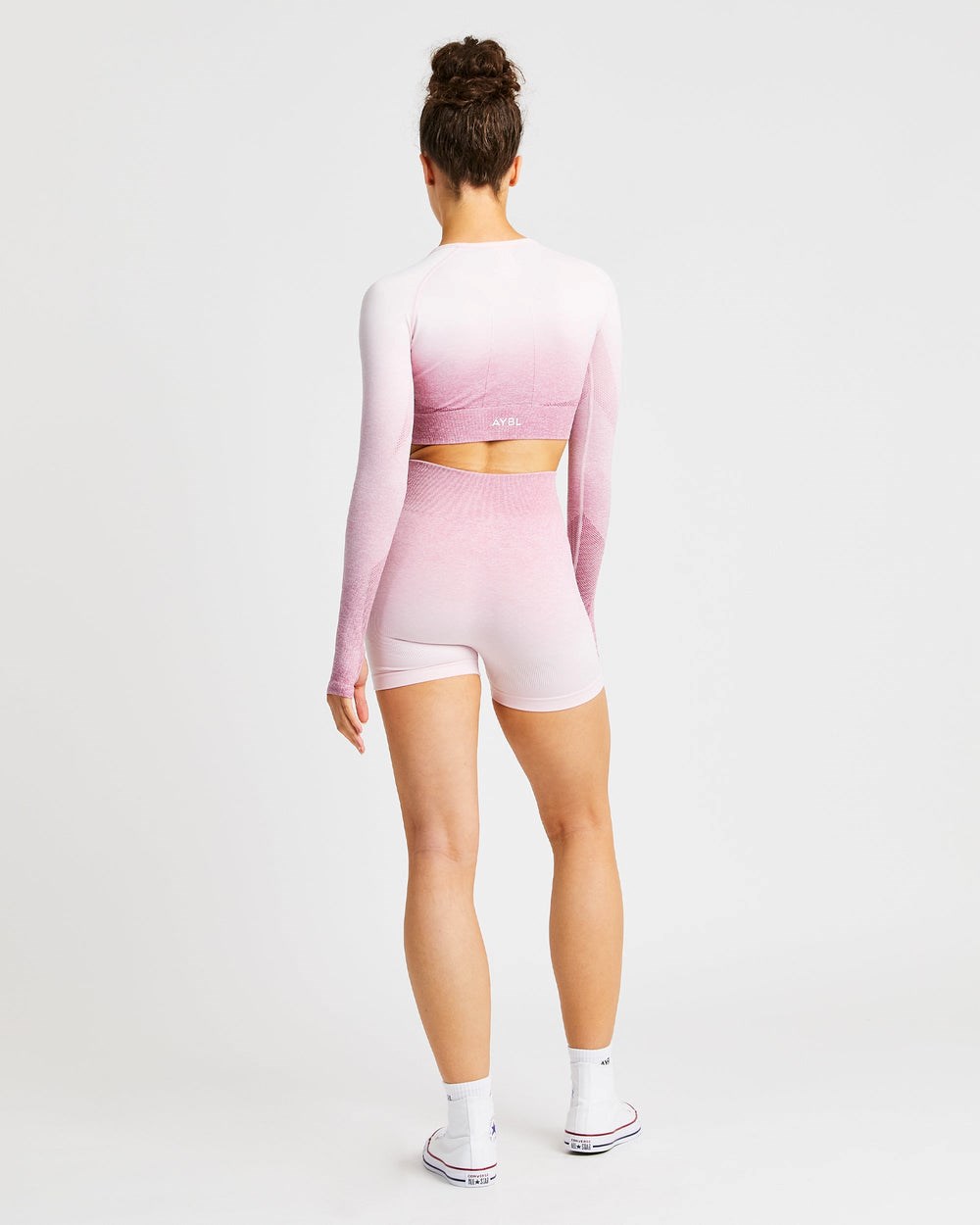 AYBL Pulse Ombré Seamless Long Sleeve Crop Top Rosa | 367-AEKFSJ