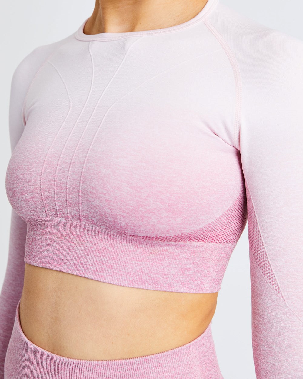 AYBL Pulse Ombré Seamless Long Sleeve Crop Top Rosa | 367-AEKFSJ