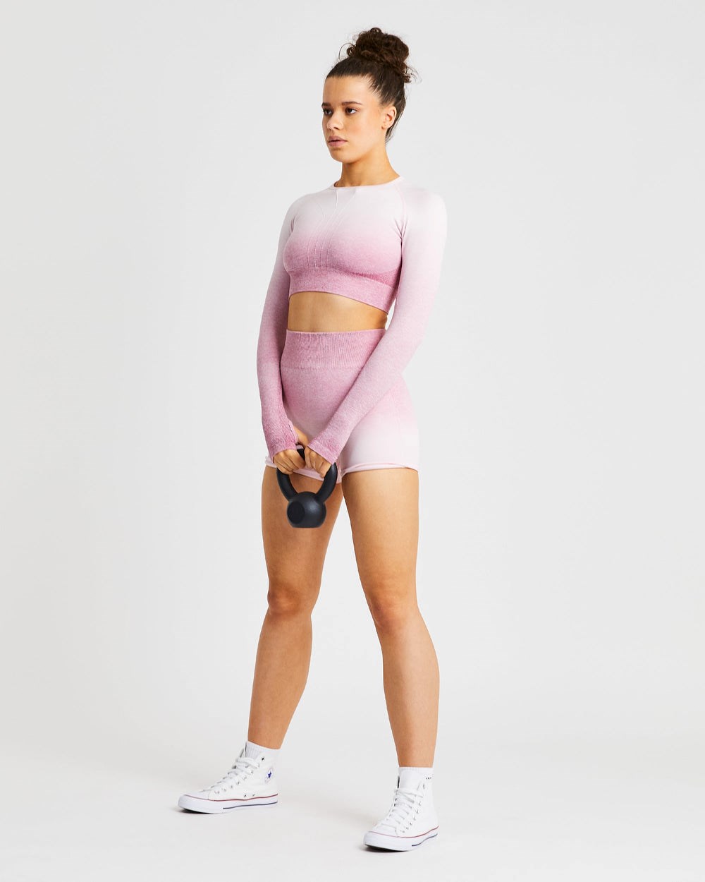 AYBL Pulse Ombré Seamless Long Sleeve Crop Top Rosa | 367-AEKFSJ