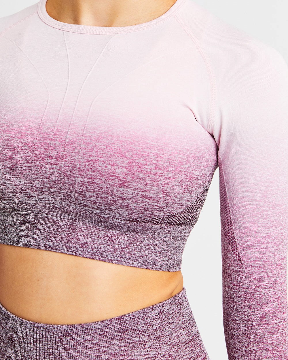 AYBL Pulse Ombré Seamless Long Sleeve Crop Top Plum | 741-YPLJHA