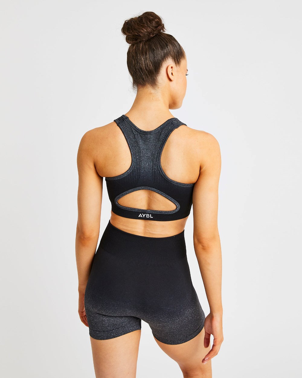 AYBL Pulse Ombré Seamless Sports Bra Black/Grey | 629-UFEMIK