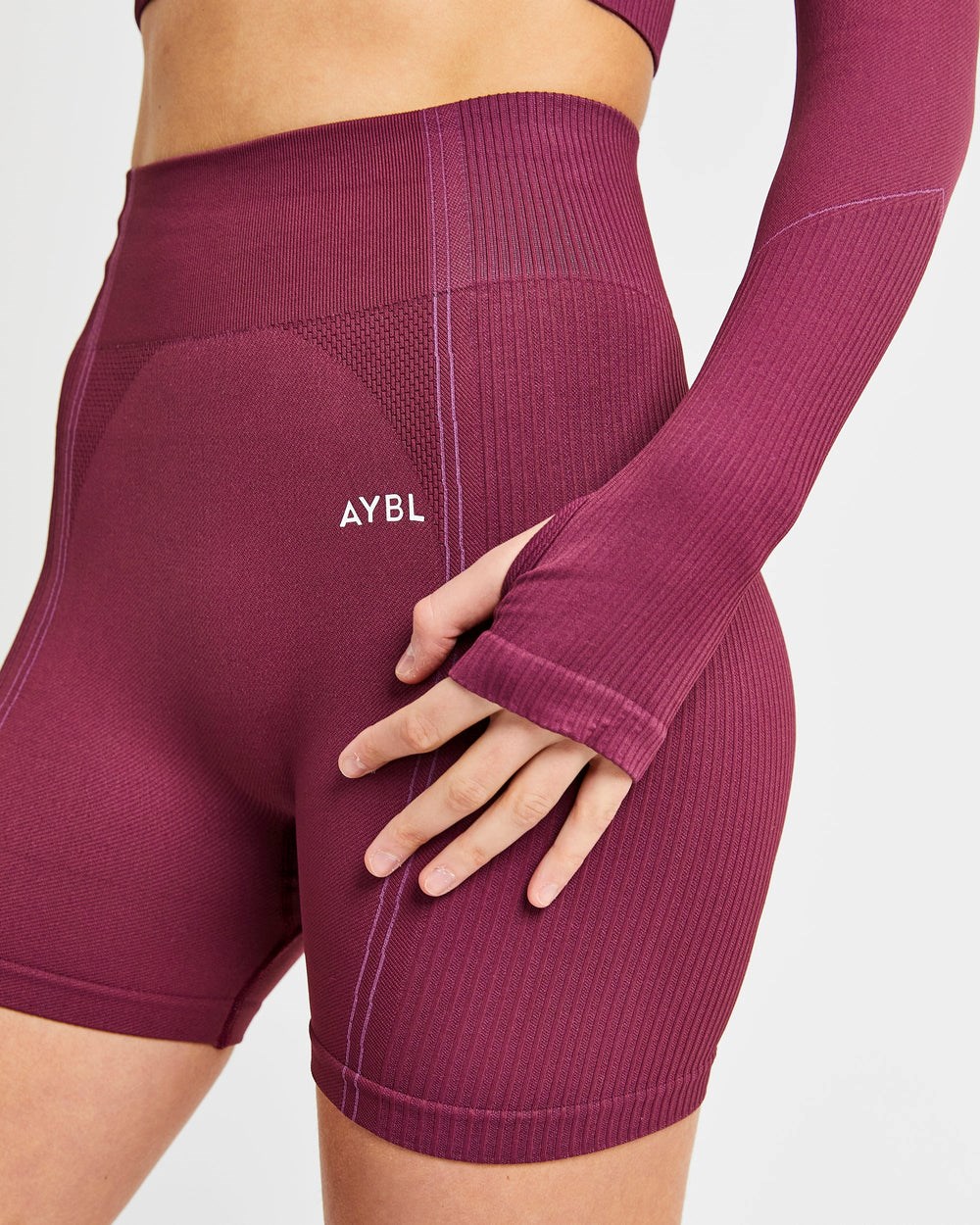 AYBL Reflex Seamless Long Sleeve Crop Top Plum | 164-JPOTRF