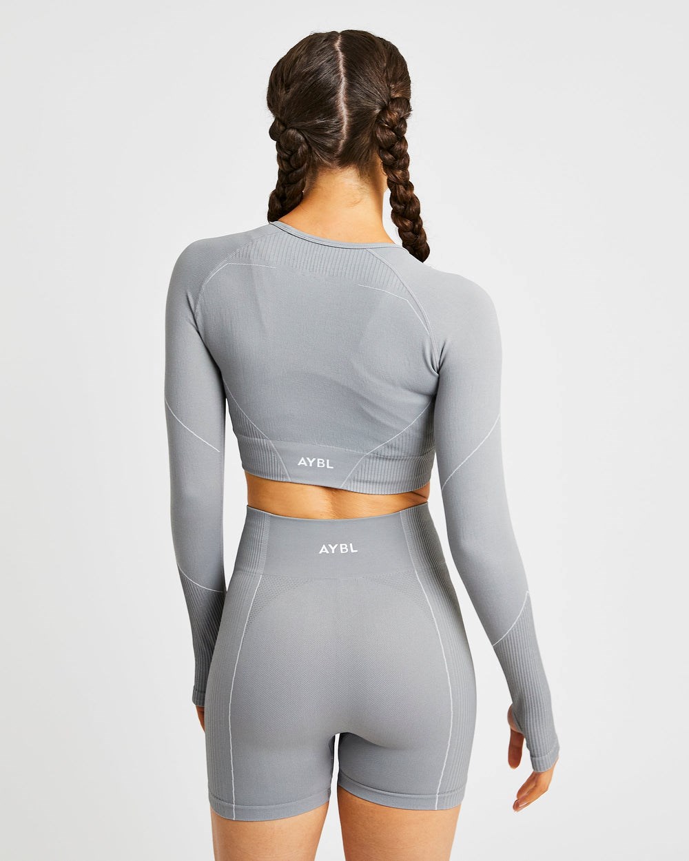 AYBL Reflex Seamless Long Sleeve Crop Top Grau | 195-QZIFMV