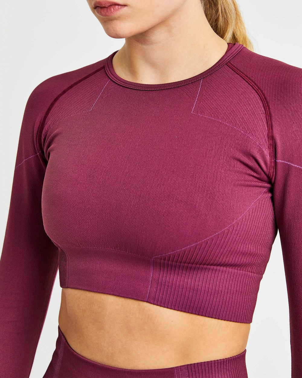 AYBL Reflex Seamless Long Sleeve Crop Top Plum | 390-XRGTHW