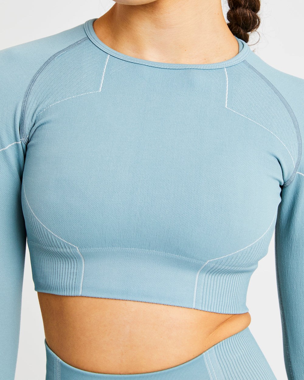 AYBL Reflex Seamless Long Sleeve Crop Top Teal | 670-CVUXOS